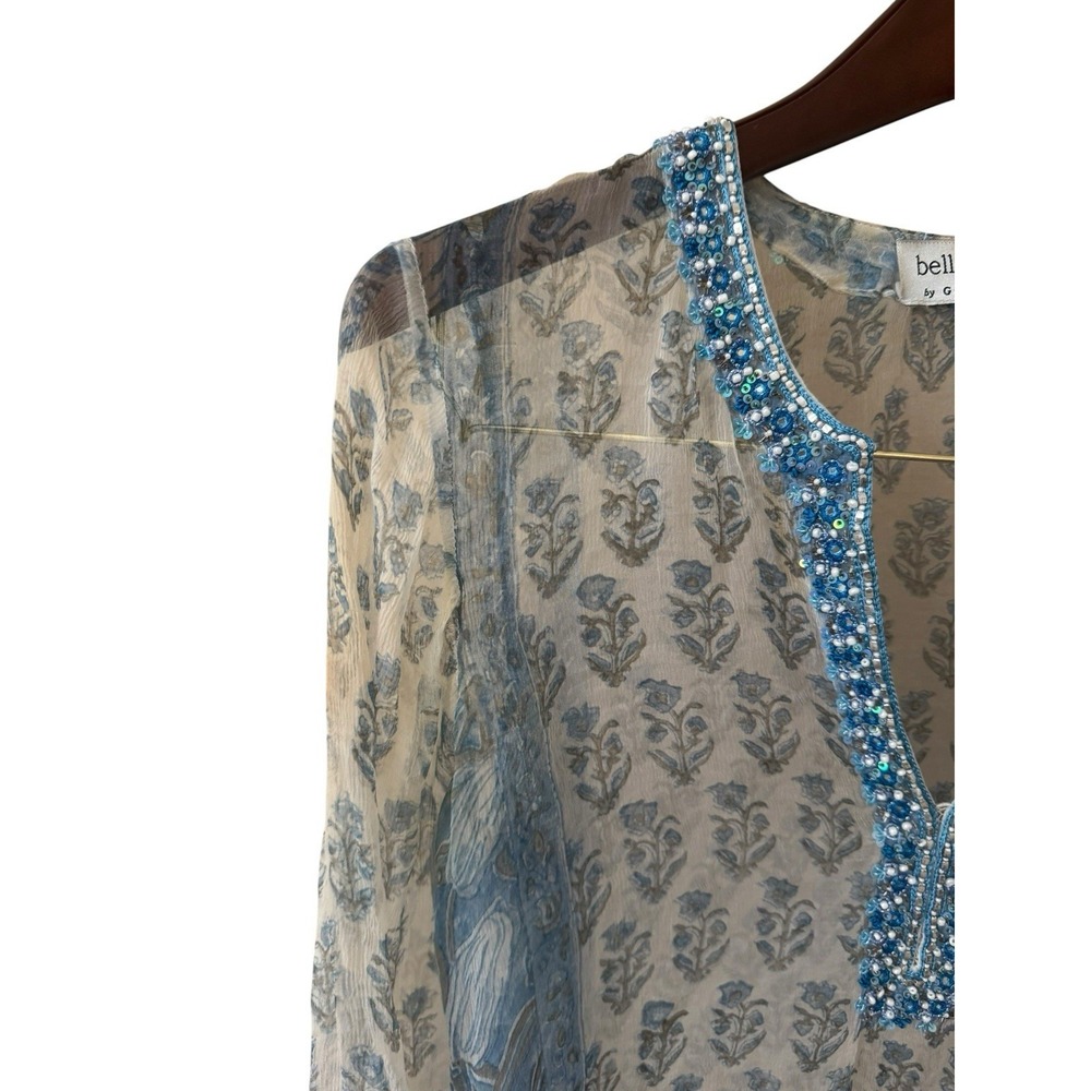 Bella Tu Embellished Sheer Chiffon Tunic Top Size XS - Picture 3 of 5